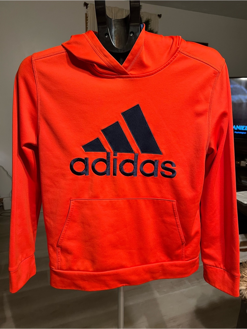 adidas Bright Orange Hoodie with Navy Logo